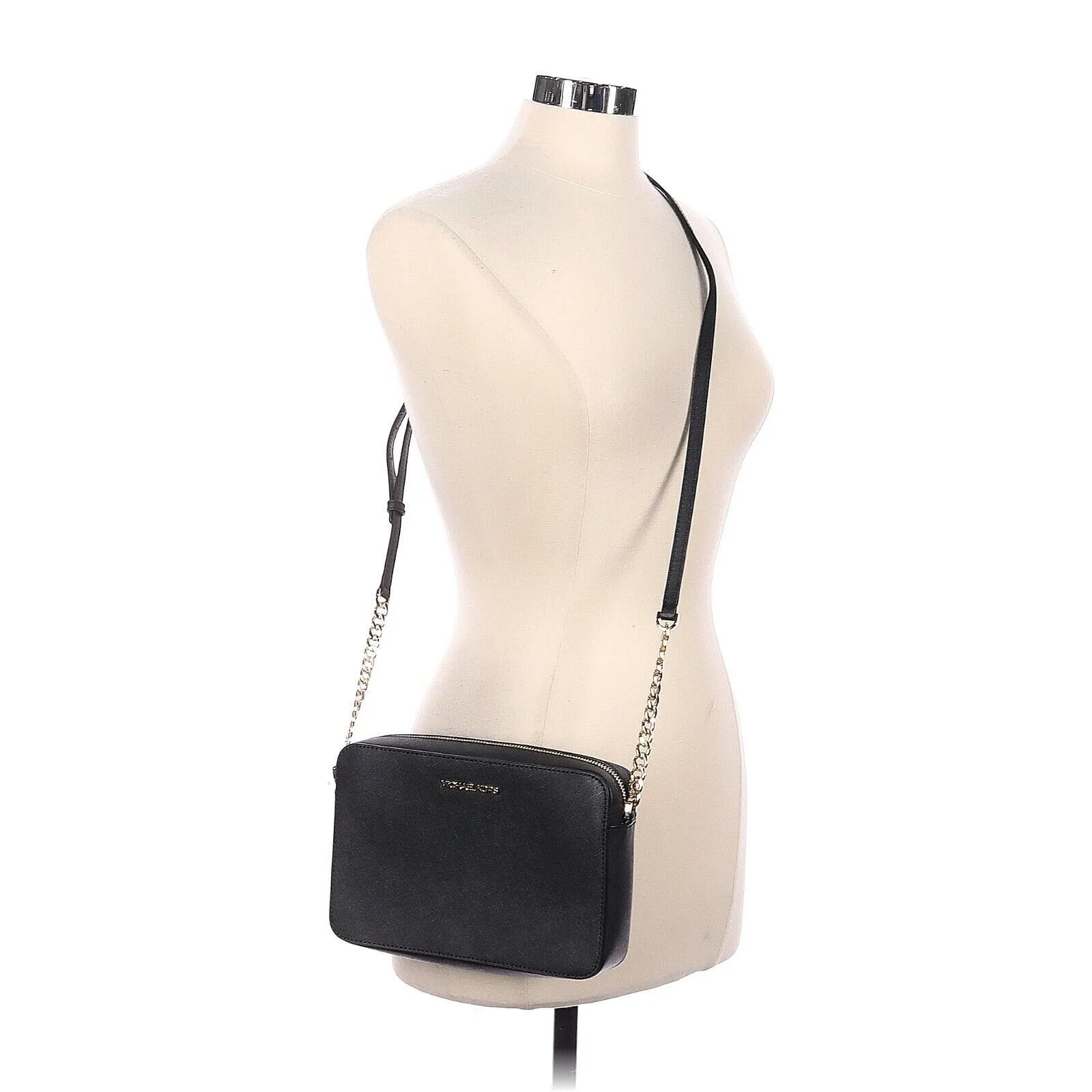 MICHAEL KORS Jet Set Item Black Leather Zip Chain East West Crossbody Bag - Image 2