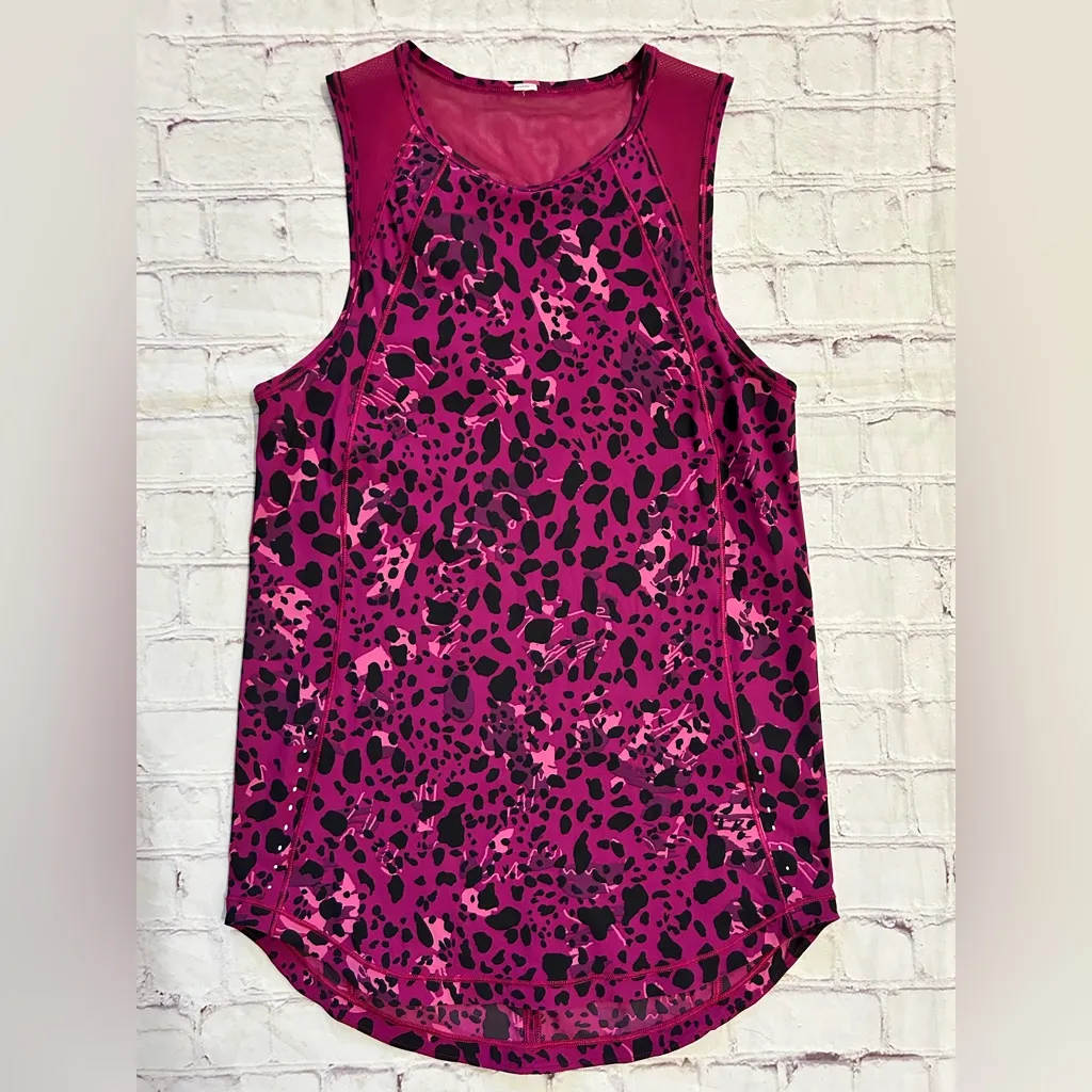 Lululemon Sculpt Workout Performance Tank Small Purple Cheetah Print Reflective - Image 3
