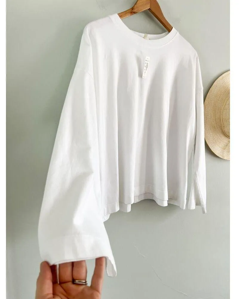 Madewell | NWT | Easy Crewneck Long-Sleeve Tee in Eyelet White | Sz M - Image 4
