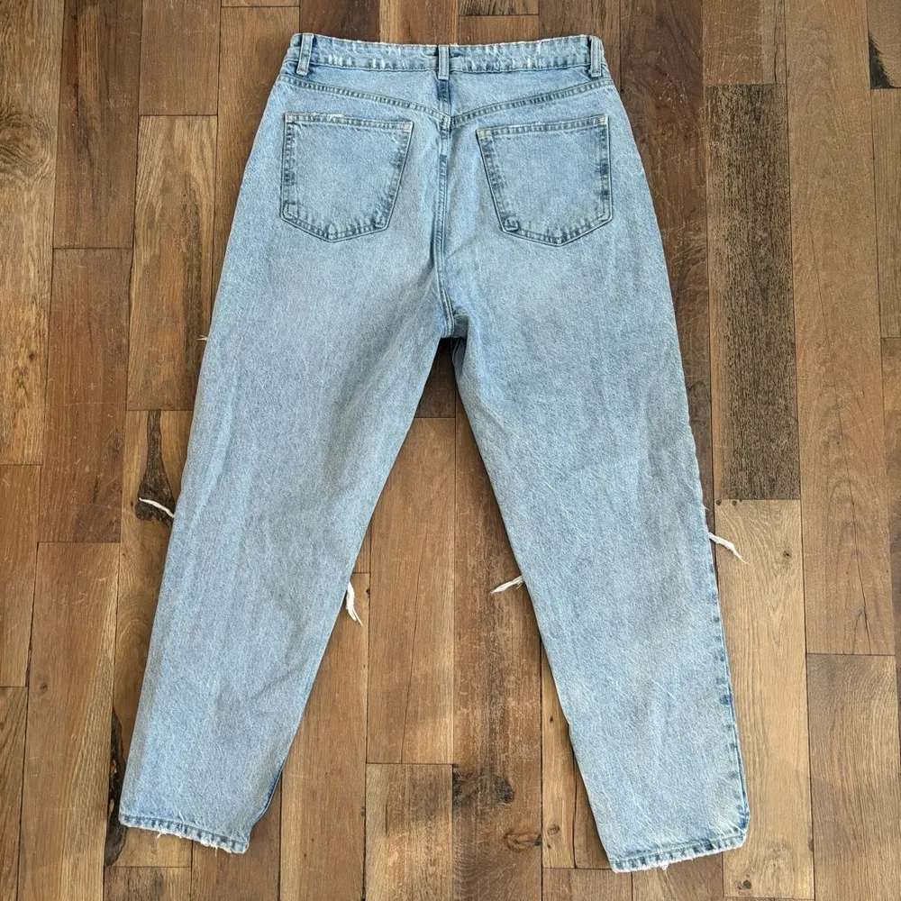 Zara Light Wash Distressed Denim Jeans Size 10 High Waisted - Image 5