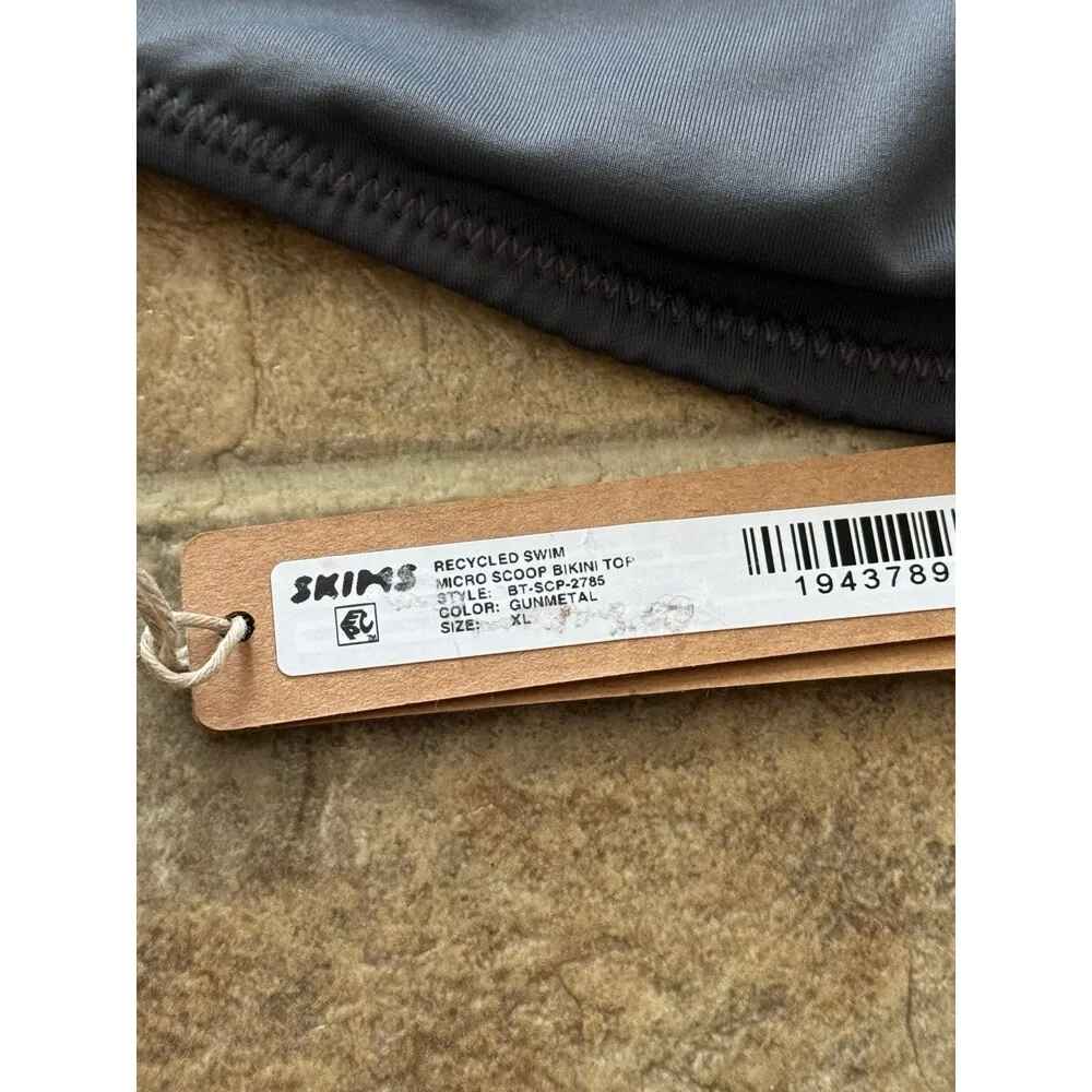 Skims Signature Swim Micro Scoop Bikini Top Gunmetal Size XL - Image 10