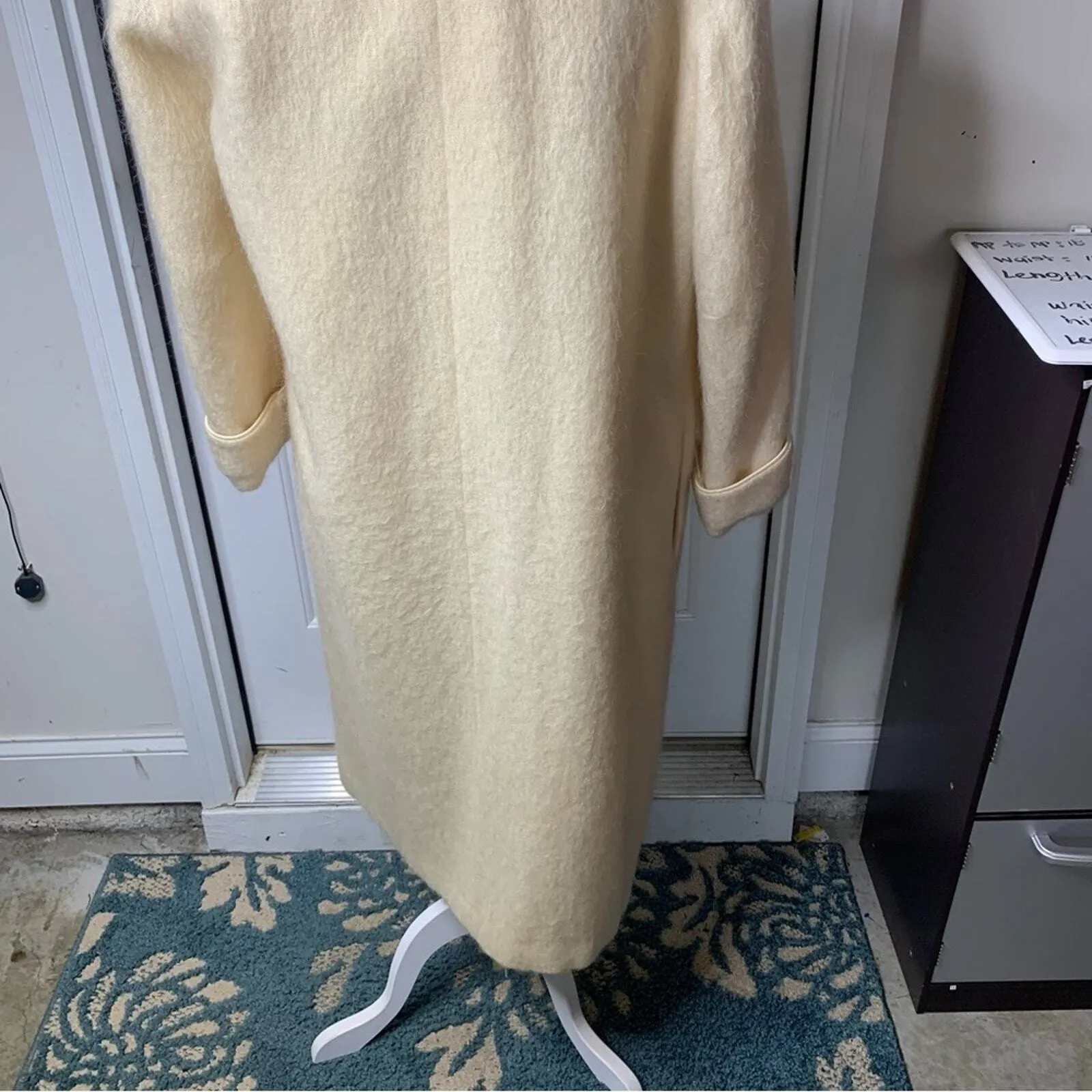 Fleurette vintage Union‎ cream mohair wool long duster coat quiet luxury large White - Image 9