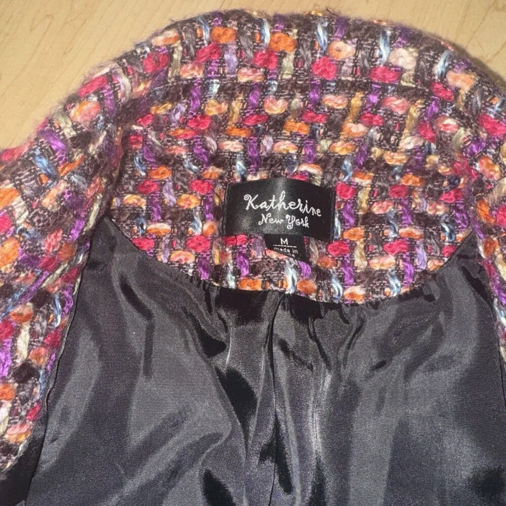 Katherine New York Jacket Blazer Coat Woven Multi Colored Women's Size Medium Red - Image 3