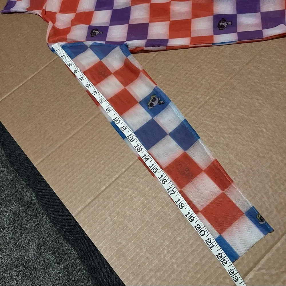 Cartoon Network Powerpuff Girls checkered mesh turtleneck, long sleeve, stretchy Purple Size undefined - Image 3