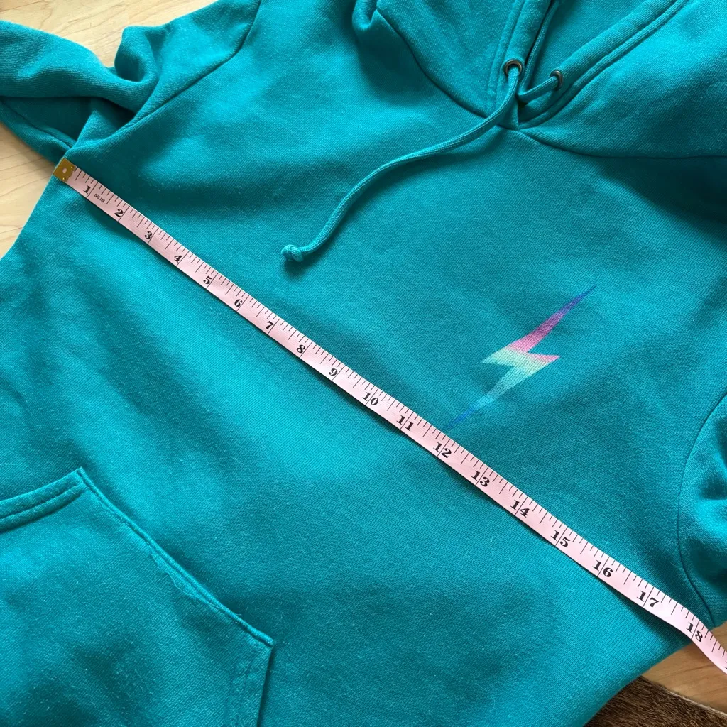 AVIATOR NATION RARE Teal Lightning Bolt Sweatshirt Hoodie Size Small - Image 9