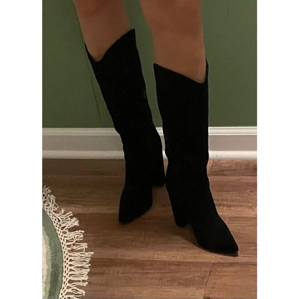 FOREVER 21 Faux  Black Suede Pointed toe  heeled boots - Image 9