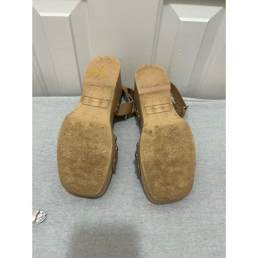 Splendid Barie Leather and Wood Clog Braided Sandals in Beige Women's sz. 7.5 - Image 8