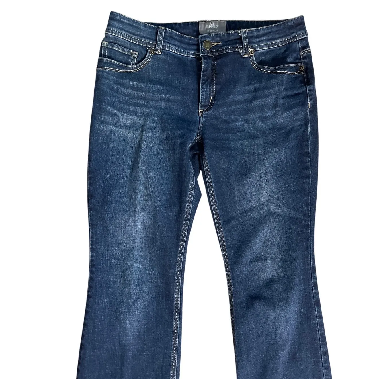 Chico’s So Slimming Dark Wash Barely‎ Bootcut Mid-Rise Stretchy Jeans Size 4 - Image 7