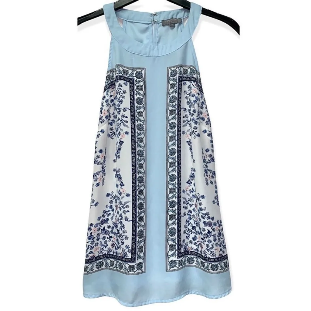 Saint Tropez West Blue Floral Sleeveless Blouse Top Size XS - Image 5