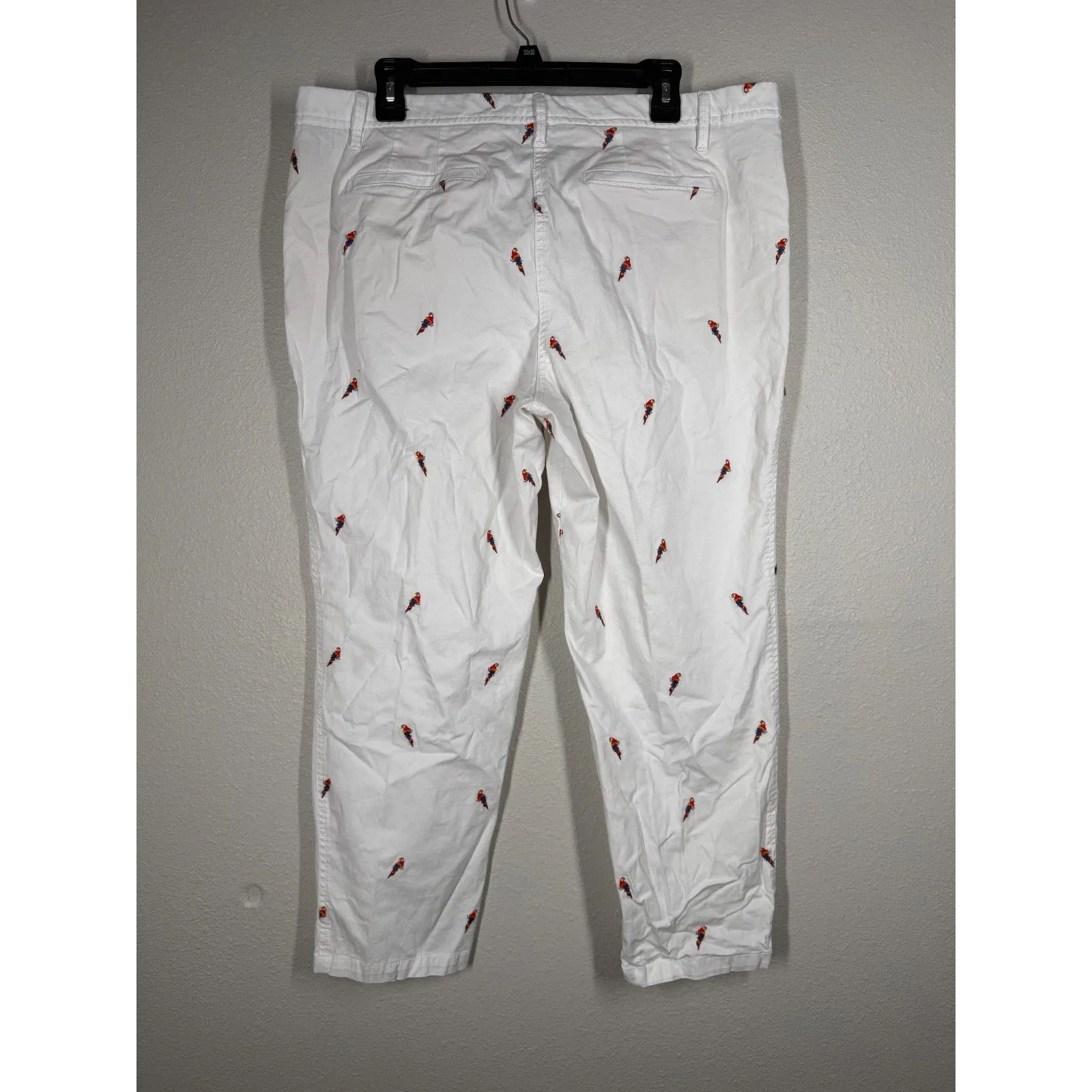 Talbots White Relaxed Chino Pants Sz 16p Parrots Novelty Beachy Resort Vacation - Image 6
