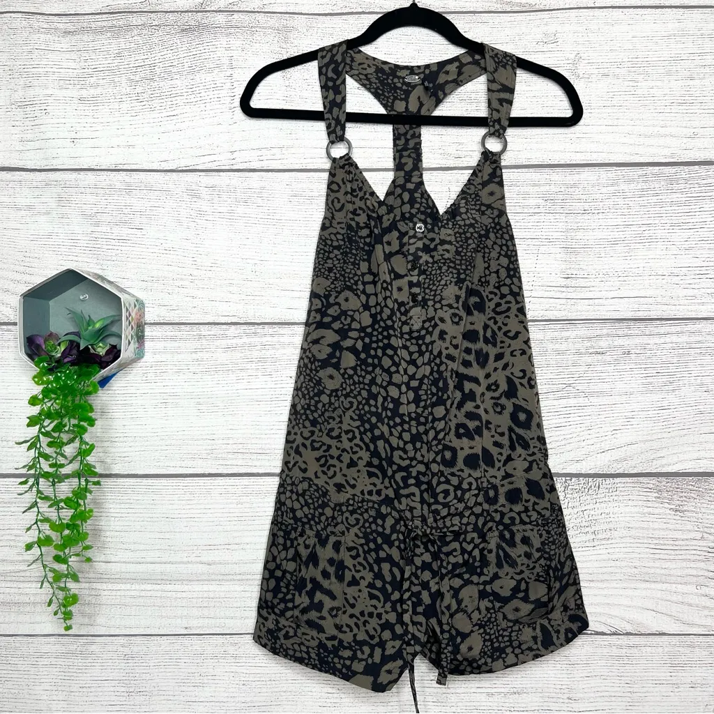 GUESS Vintage Y2K Gray & Black Leopard Animal Print Sleeveless Romper Size XS - Image 10