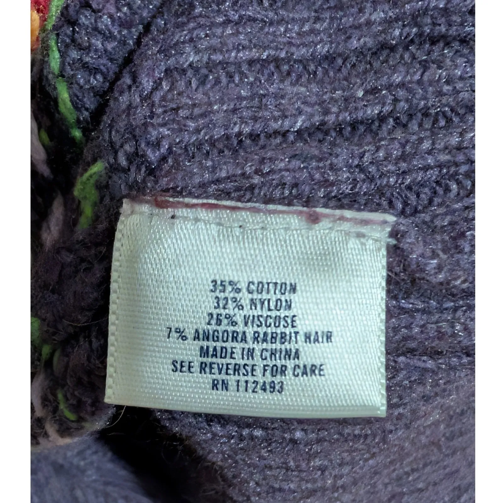 Aeropostale Women's Purple Pink Striped Angora Blend Cropped Sweater L Large y2k - Image 3