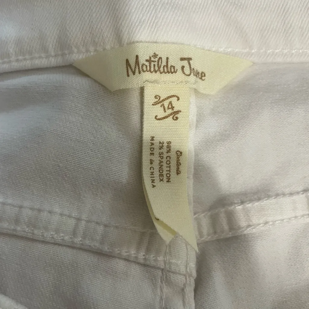 Matilda Jane Women's 14 White Cotton Spandex High Rise Stretch Skinny Jeans - Image 5