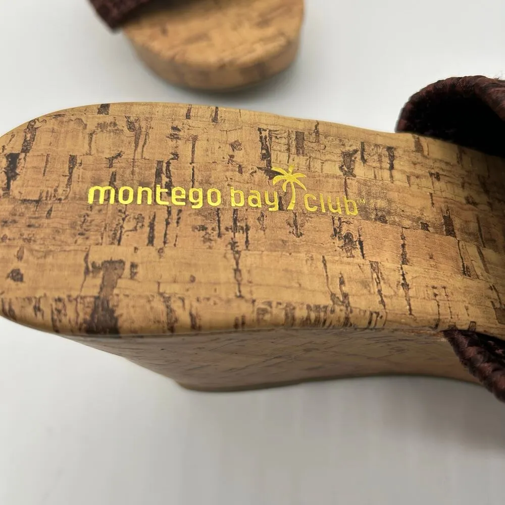 Montego Bay Club Sandals Womens 9.5 Brown Open Toe Wedge‎ Woven Sandal - Image 7