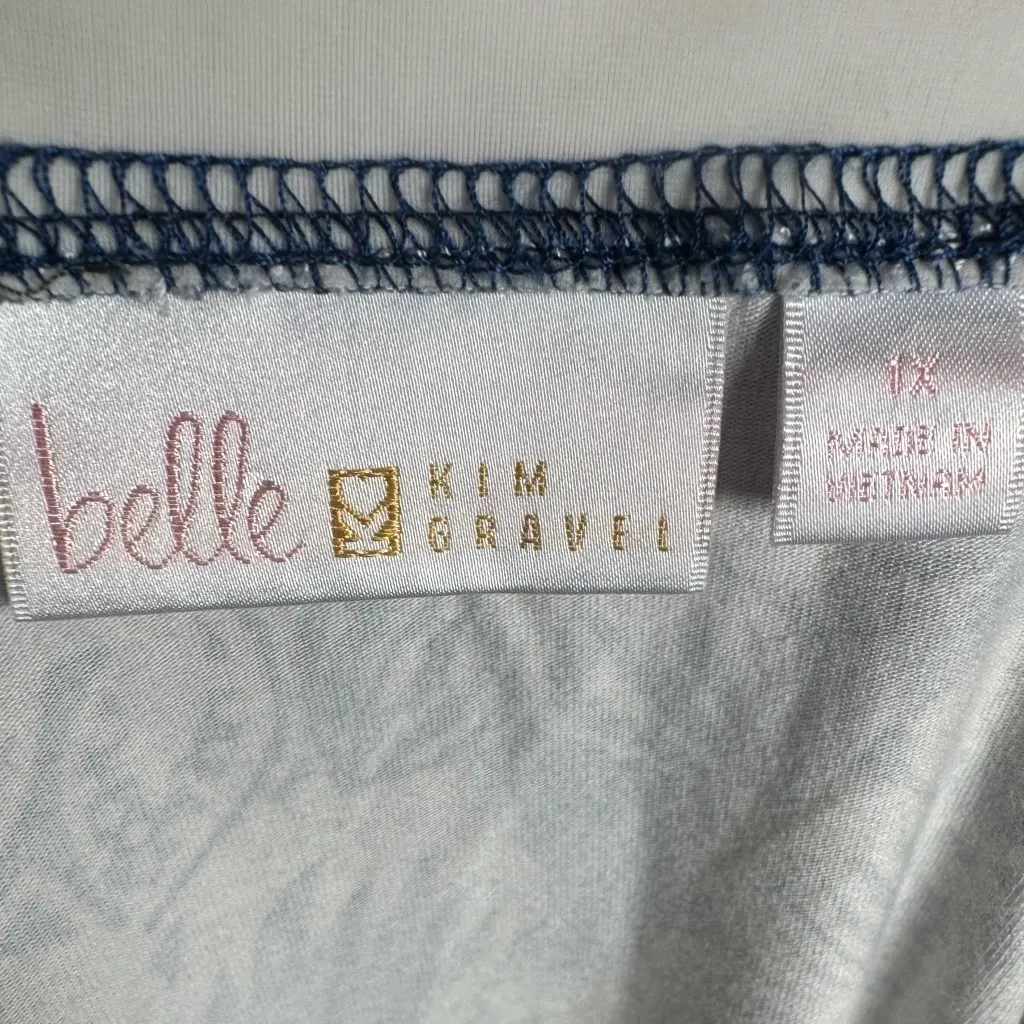 Belle by Kim Gravel blue and gray printed maxi skirt size 1X - Image 4