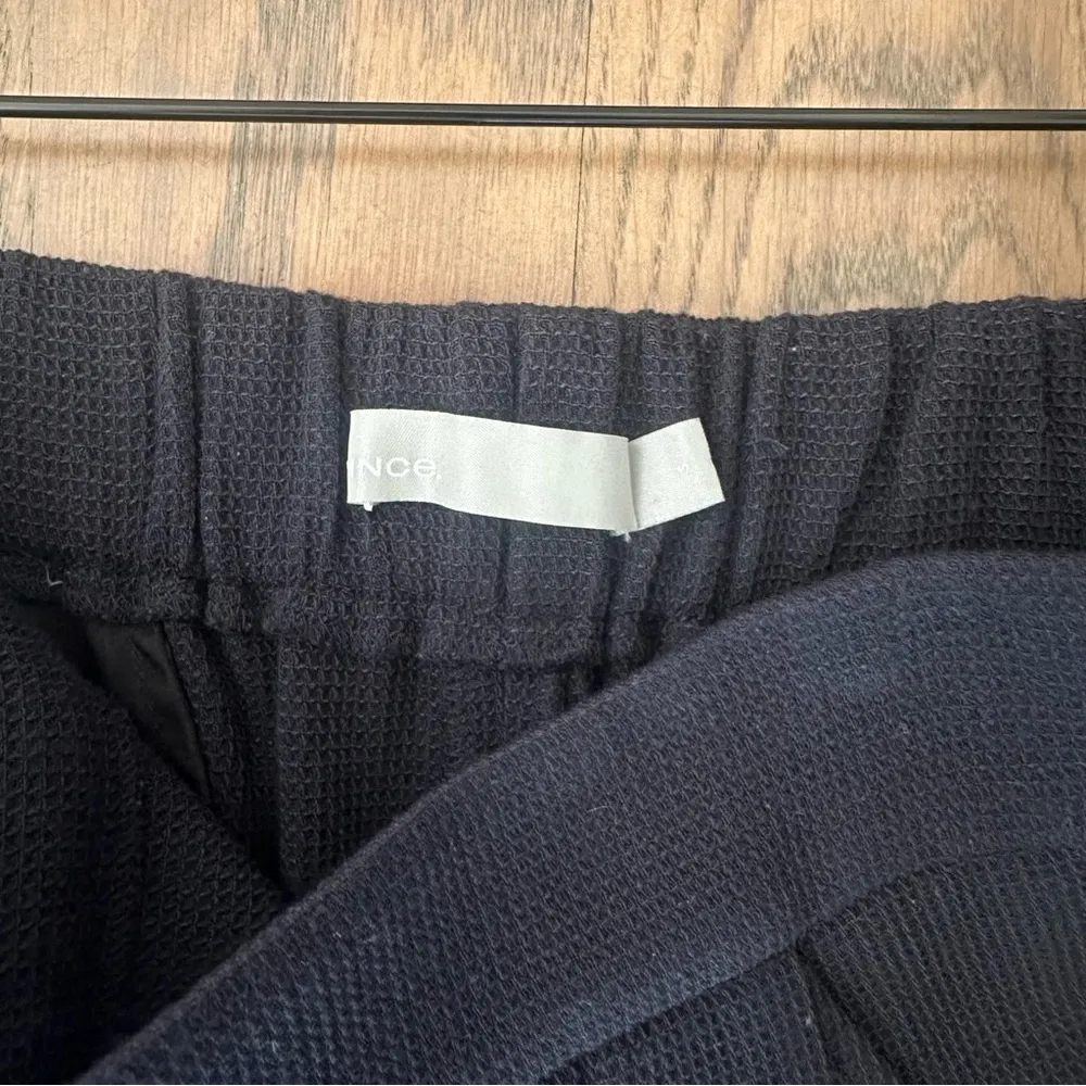 Vince Women’s Wool Blend Waffle Textured Mid-Rise Pull On Pants Navy Blue Small - Image 4