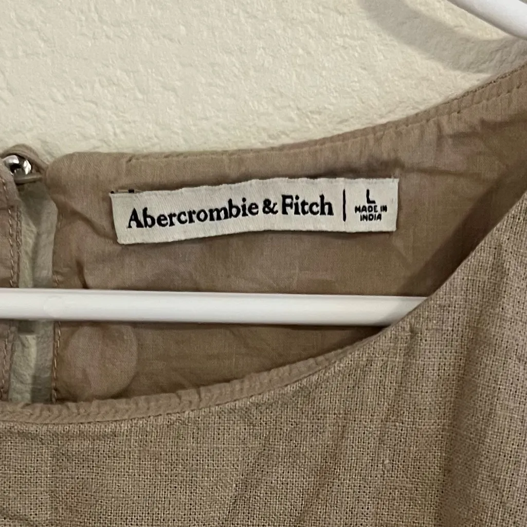 Abercrombie and Fitch tan linen and cotton blend tank blouse - Image 2
