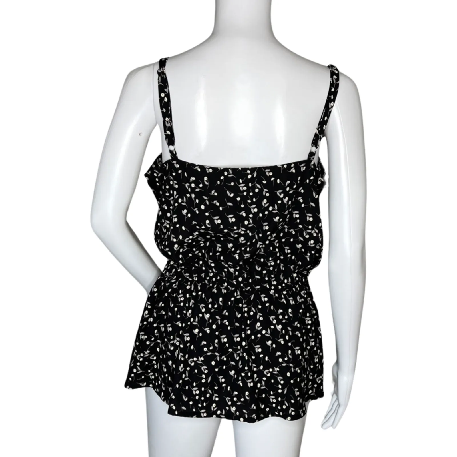 Gibson Shirt‎ Womens Small Black White Ditzy Floral Blouse Tank Flower Bloomcore - Image 4
