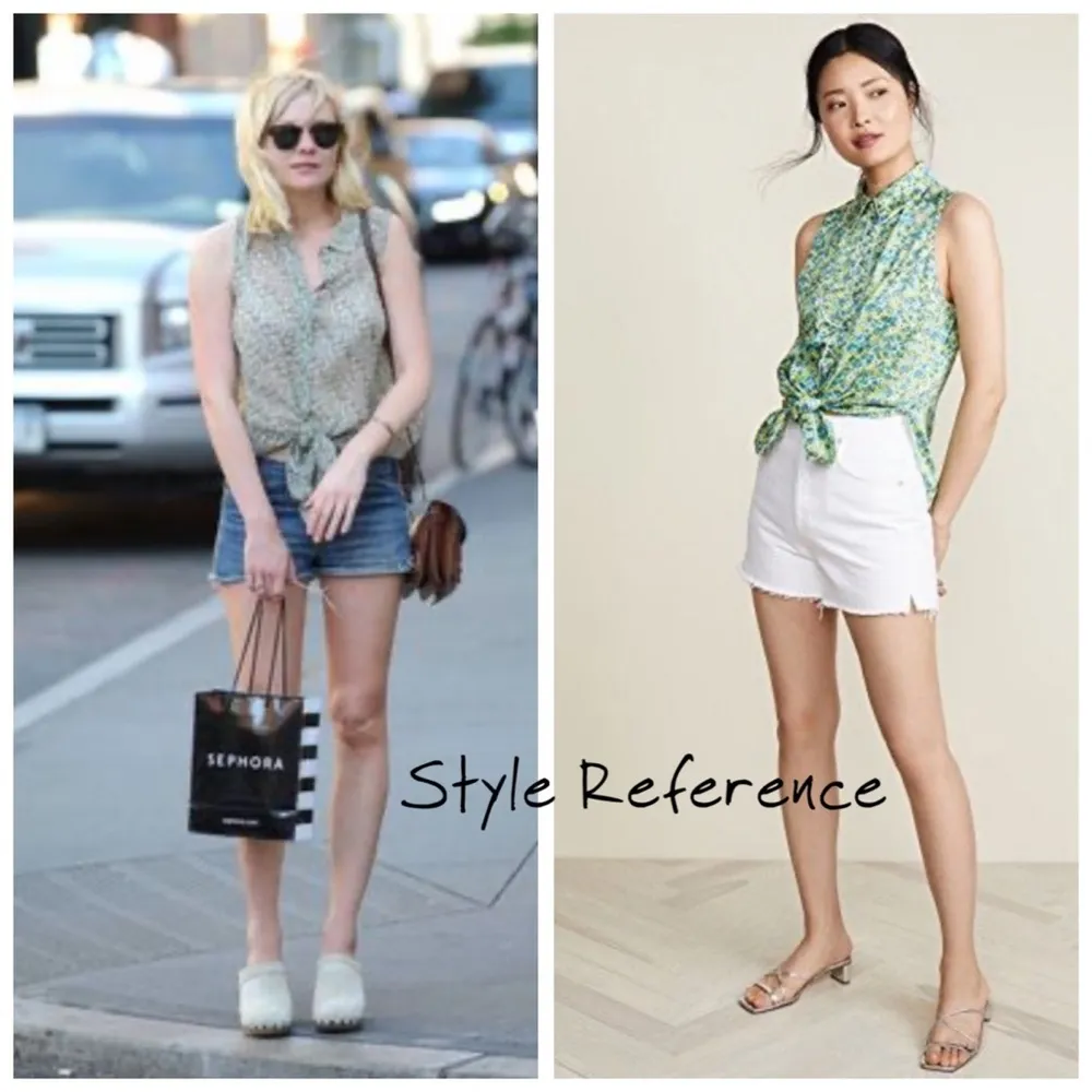 Who What Wear Floral Leaf Sleeveless Green Flow Blouse Top, sz. XS - Image 10