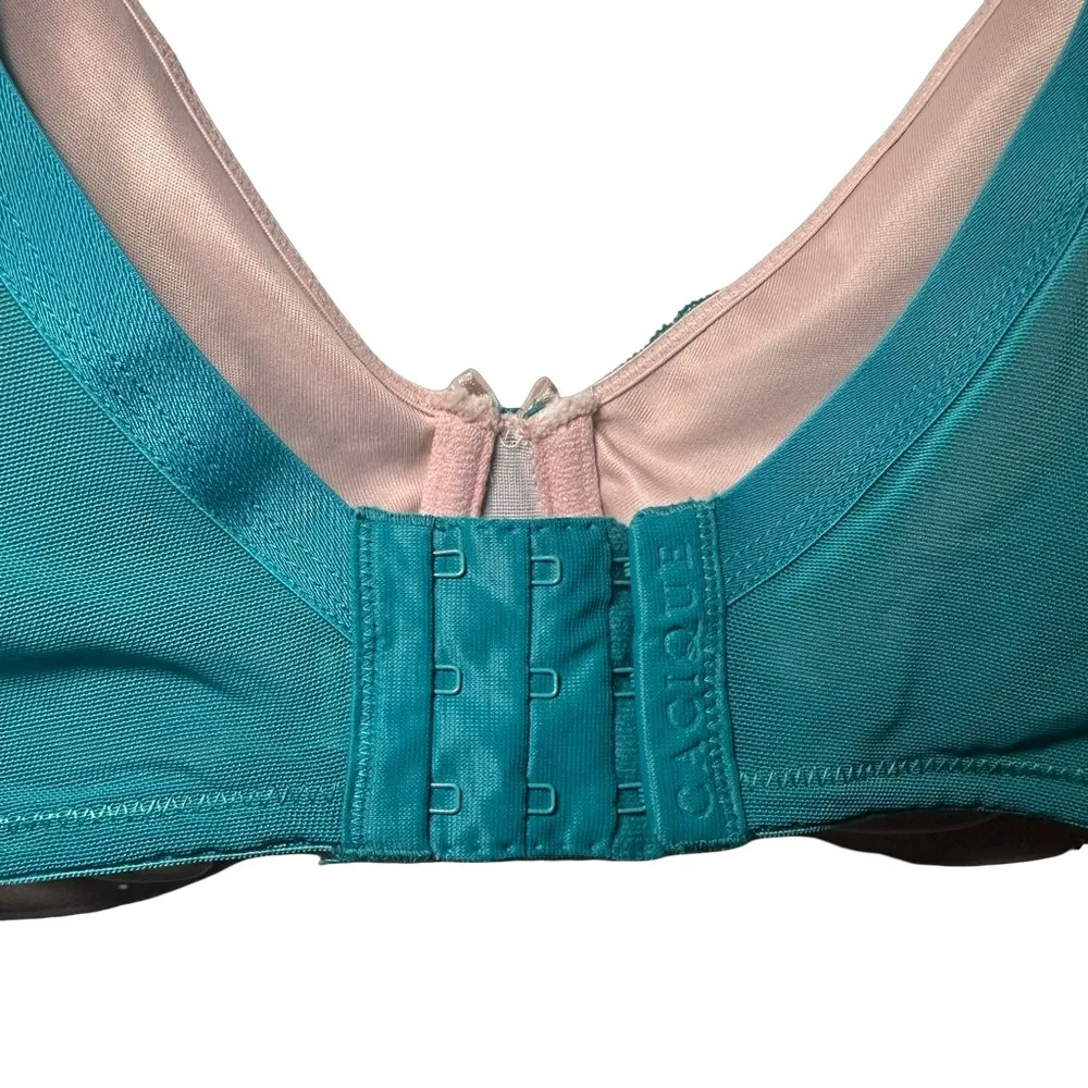 Cacique Modern Lace Covered UL FC Blue (Teal) Lace Pink Underlay Bra 34F - Image 4