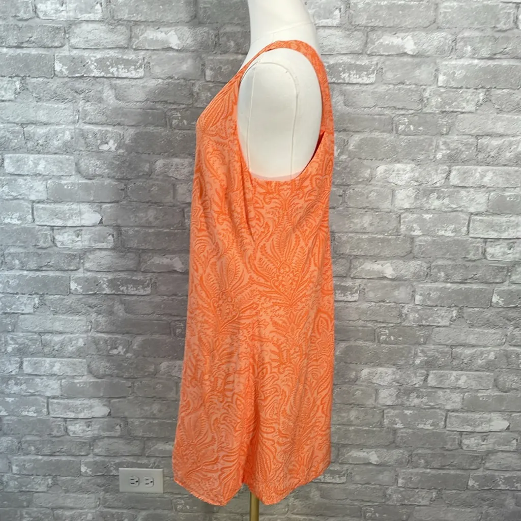LOFT Bright Orange Patterned Dress - Image 3