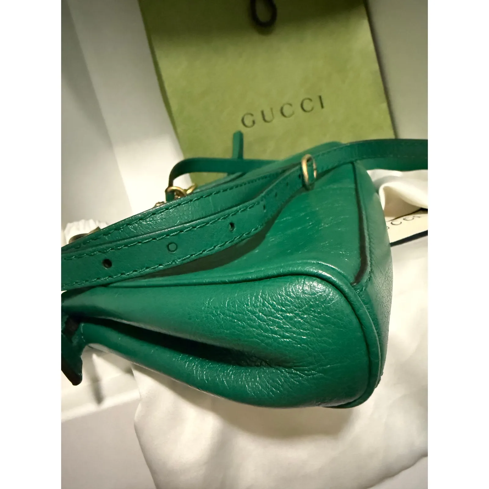 $2316 Gucci Marmot Rebelle Feline Bag Small - Emerald Green - Image 8