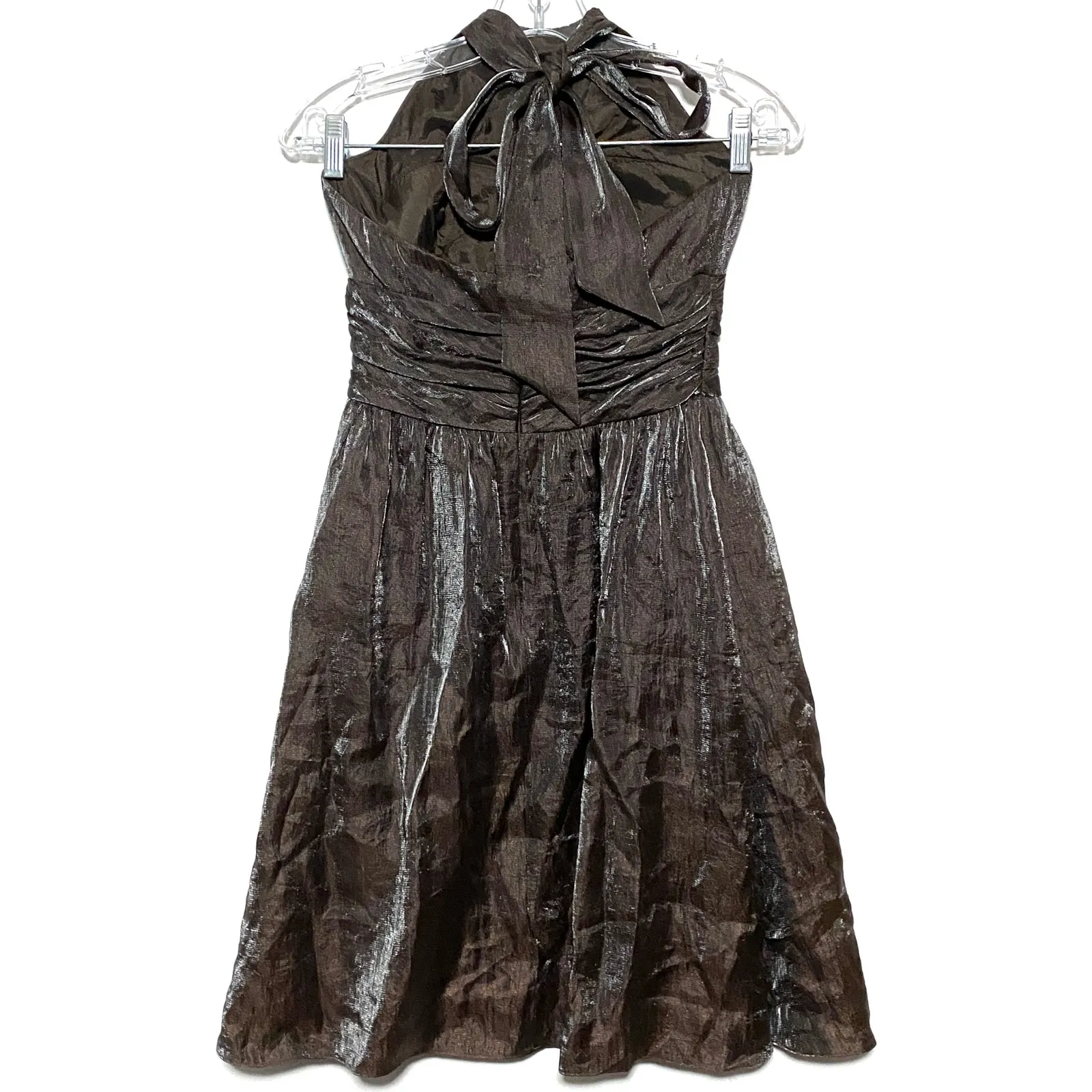 Adrianna Papell Boutique Halter Dress 2 Metallic Whimsigoth Grunge Prom Formal - Image 2