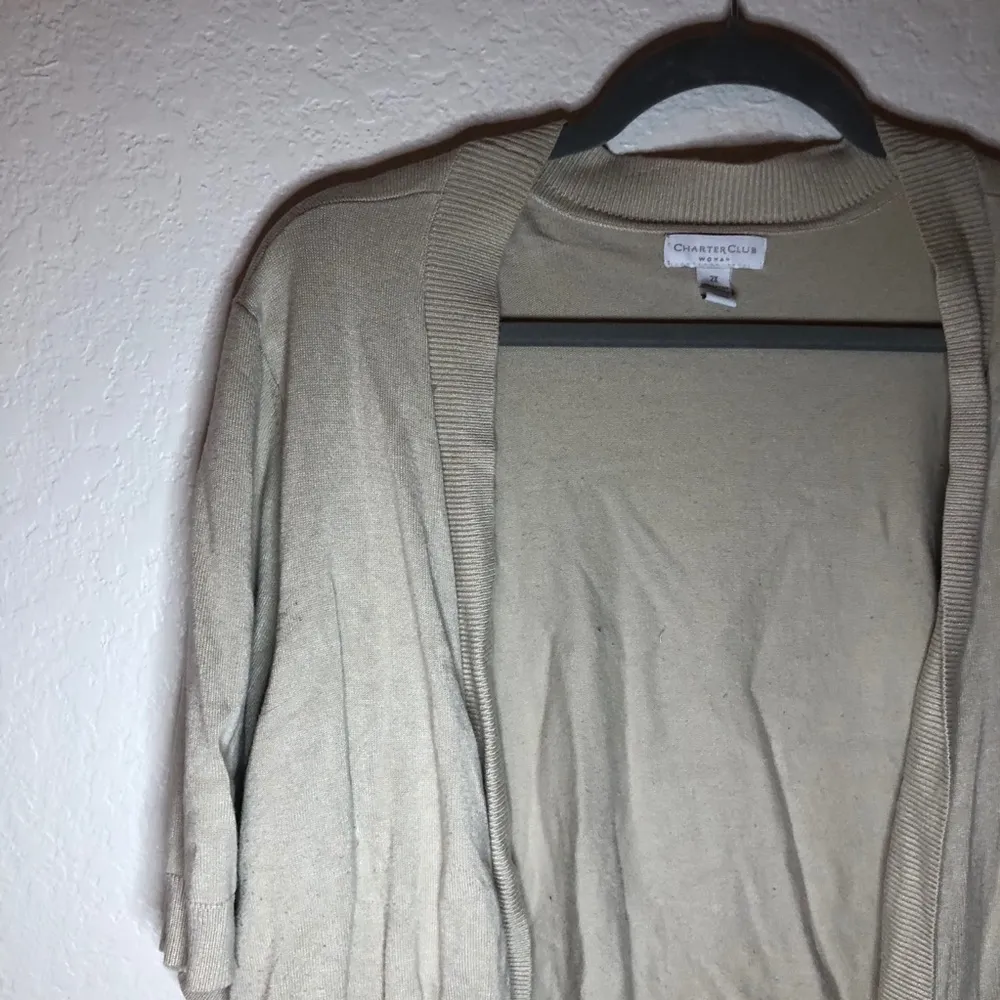 Charter Club Cardigan Tan Cropped Shrug Cardigan Sweater Knit Sz 2X GUC - Image 4