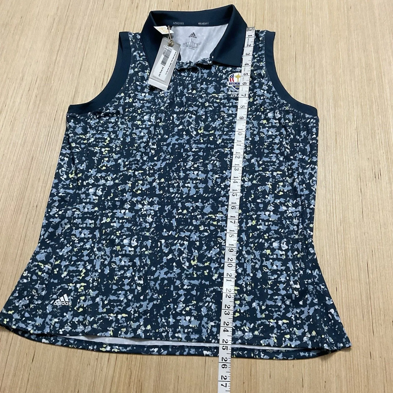Womens Large Adidas Sleeveless Polo Blue UV 50 Multicolor Speckle Sport New top - Image 7