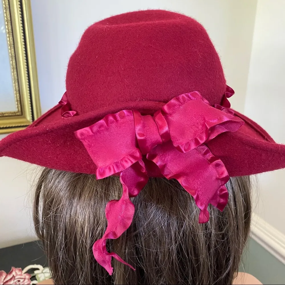 Raspberry Wool Felt Hat Pink - Image 4