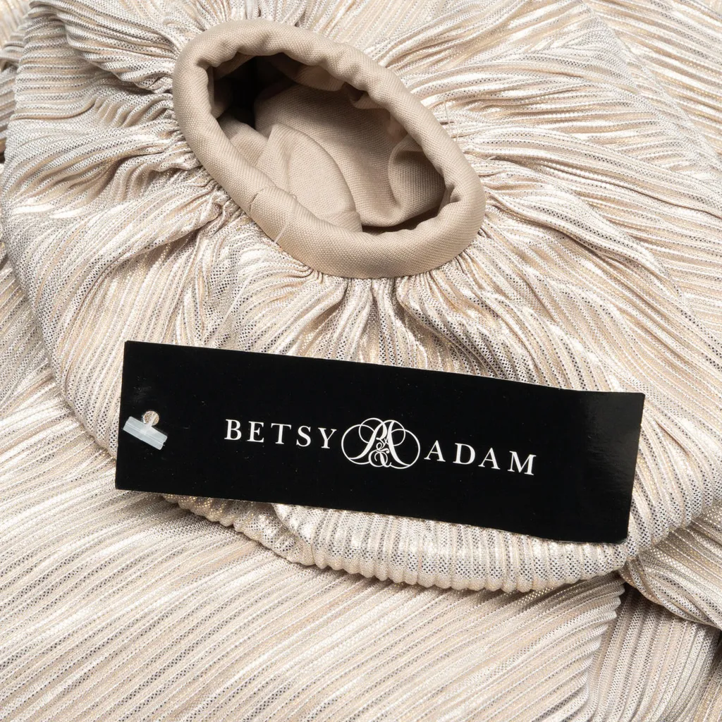 Betsy & Adam  - Gold Metallic Pleated Long-Sleeve Mini Dress - Image 7