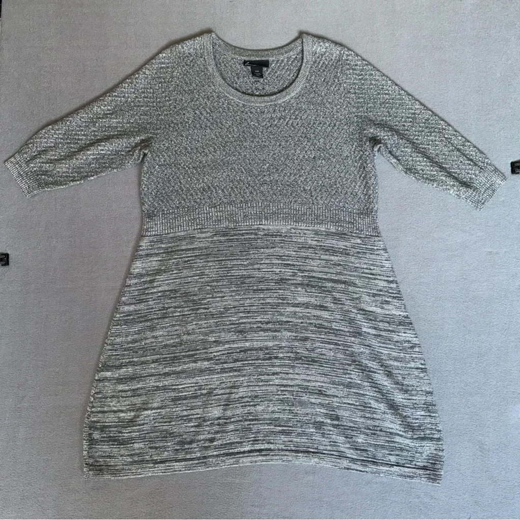Lane Bryant Sweater Dress Gray sparkly Knit‎ 3/4 sleeve size 18/20 cotton winter - Image 2