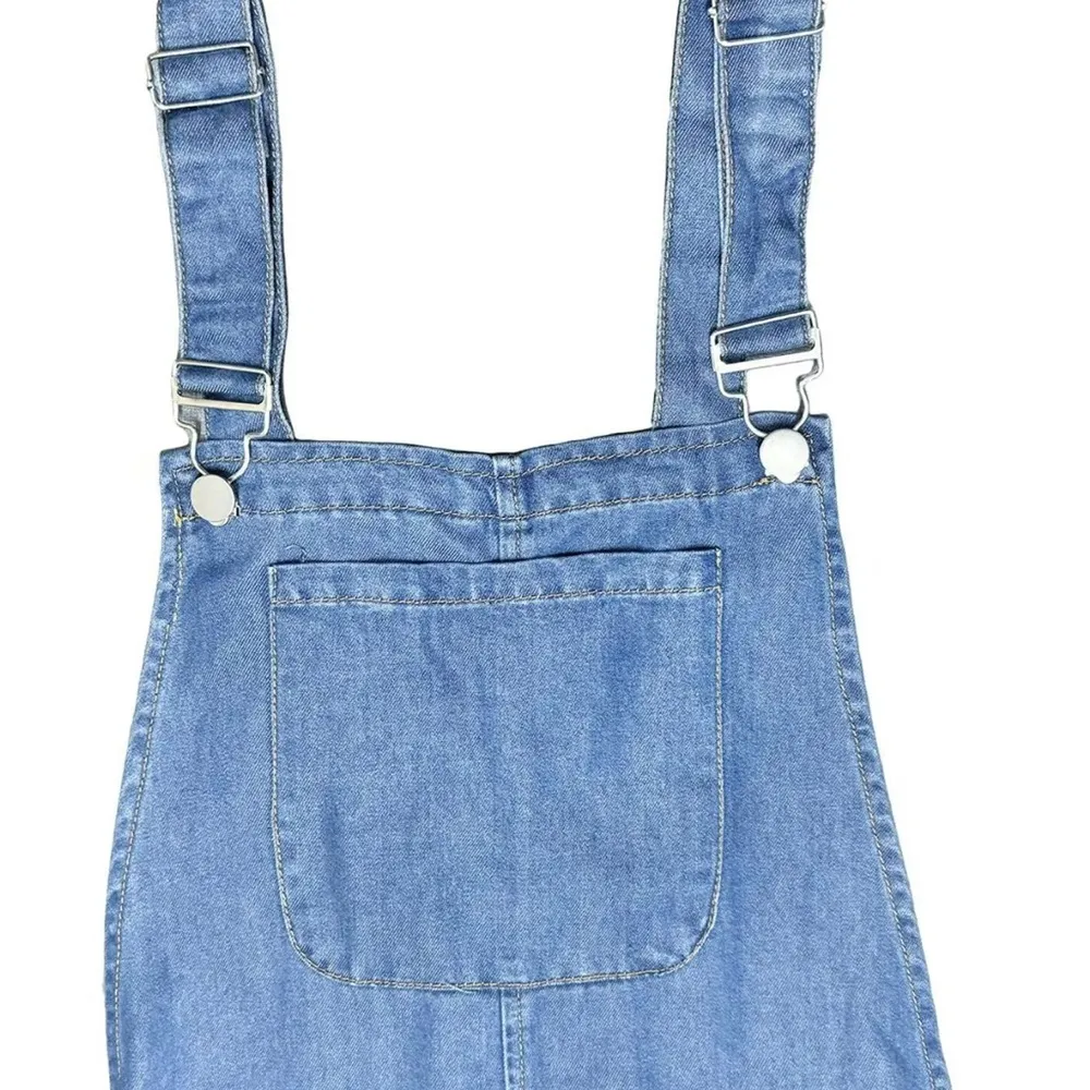 New Women's Blue Denim effect Overalls nwt • lightweight romper • jeans • TikTok Size XL - Image 7