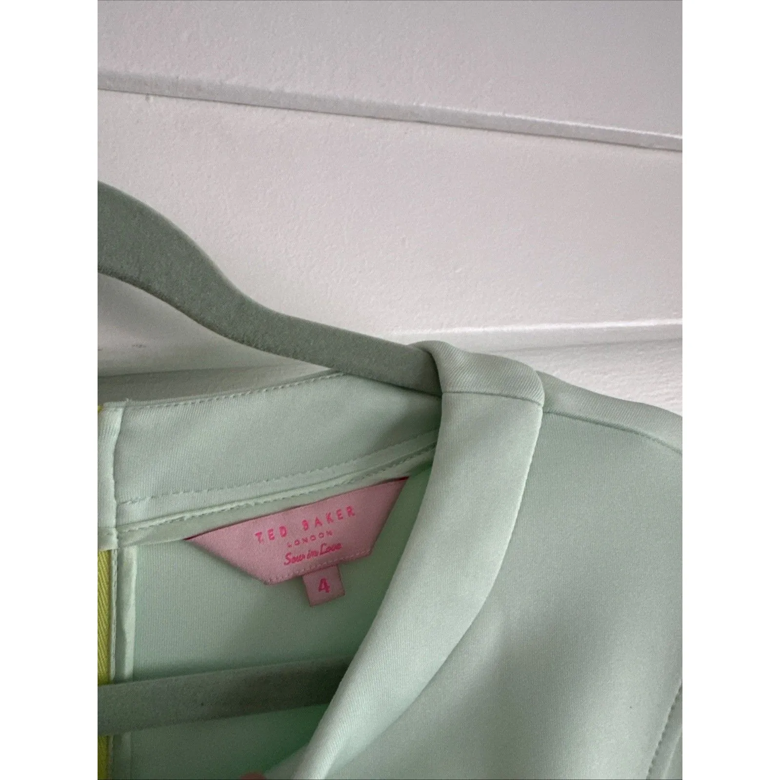 Ted Baker Size 4 US 10 Mint Green Skater Dress Scuba ASO Amal Clooney Round Neck - Image 3