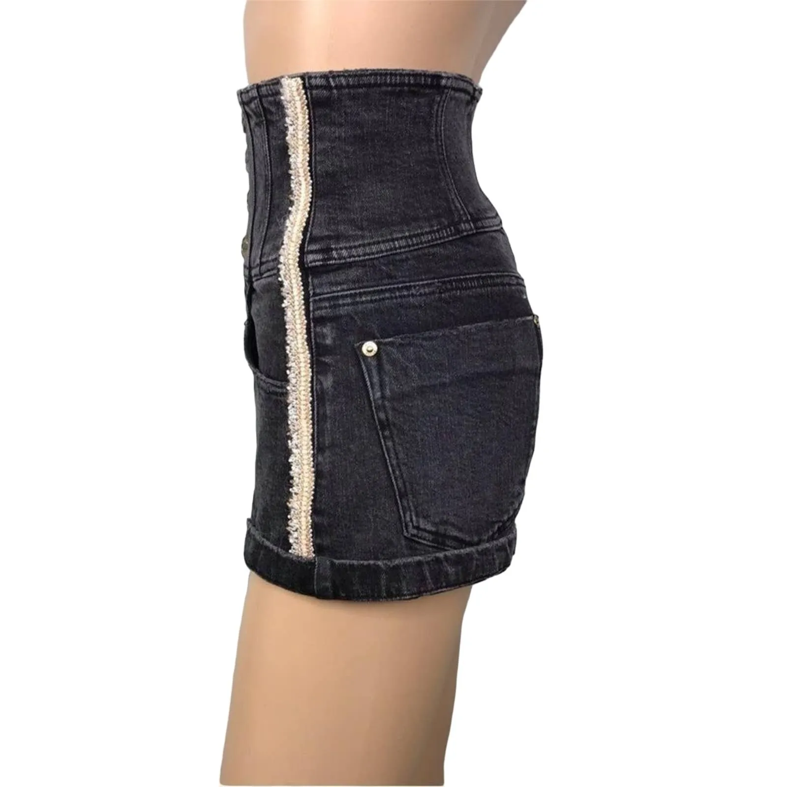 MISS SIXTY Embroidery Denim Short Sz 24 Angel Collection Coquette Y2K Boho Acubi - Image 5