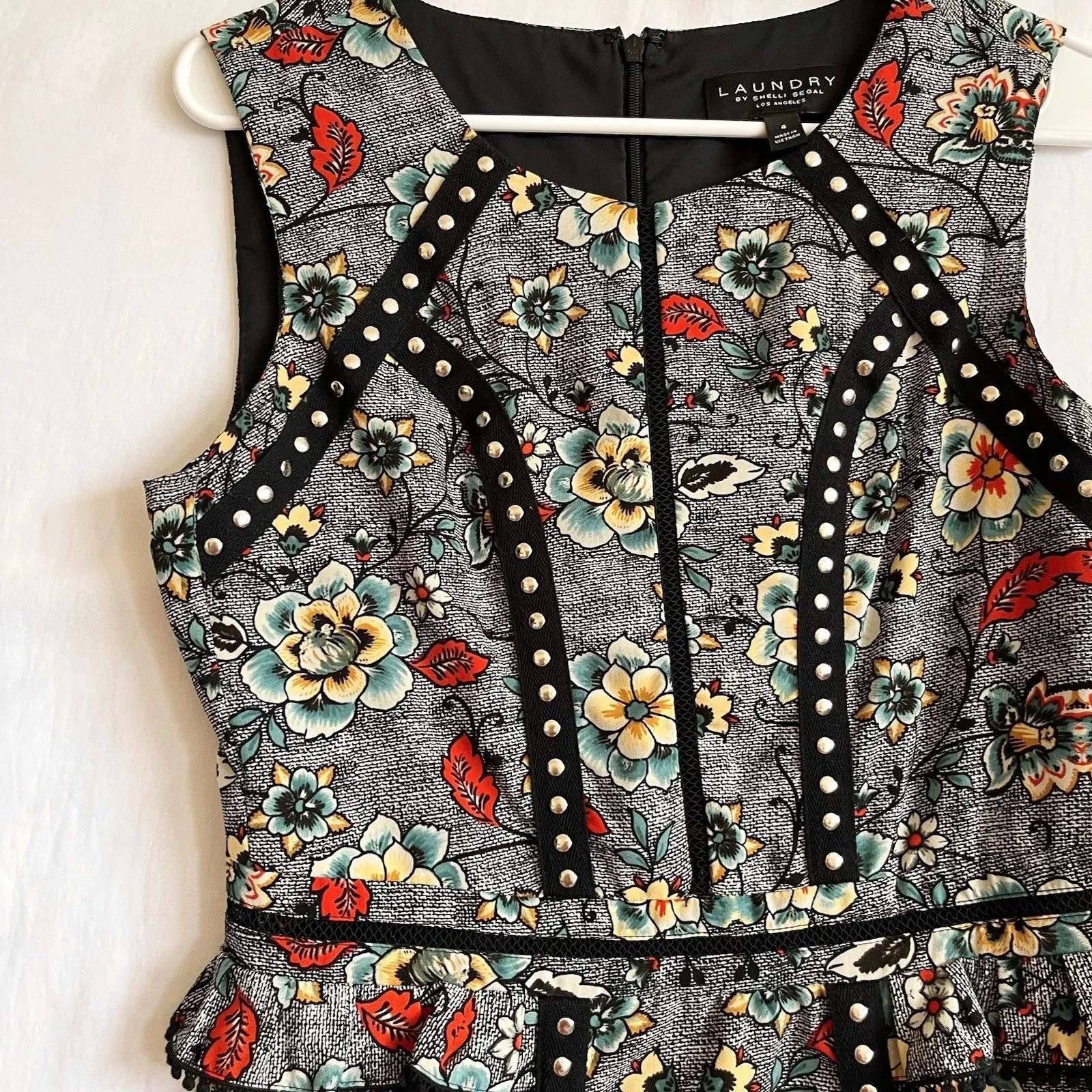 Laundry by Shelli Segal Sz 4 Floral Ruffle Dress - Image 4