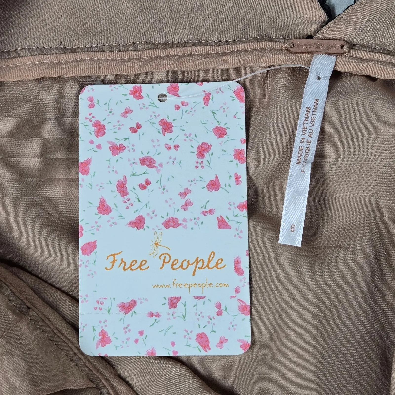 Free‎ People Black Night Shimmer Mini Dress Sequin Lace V Neck Size 6 OB553497 - Image 3