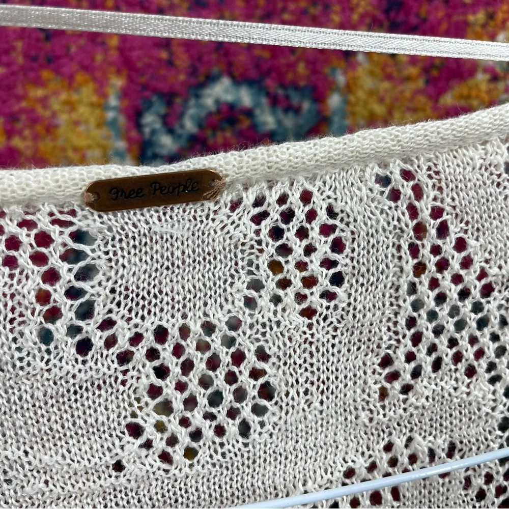 FREE PEOPLE Linen Knitted Scoop VNeck Long Sleeve Flowy Lightweight Tunic Top - Image 6