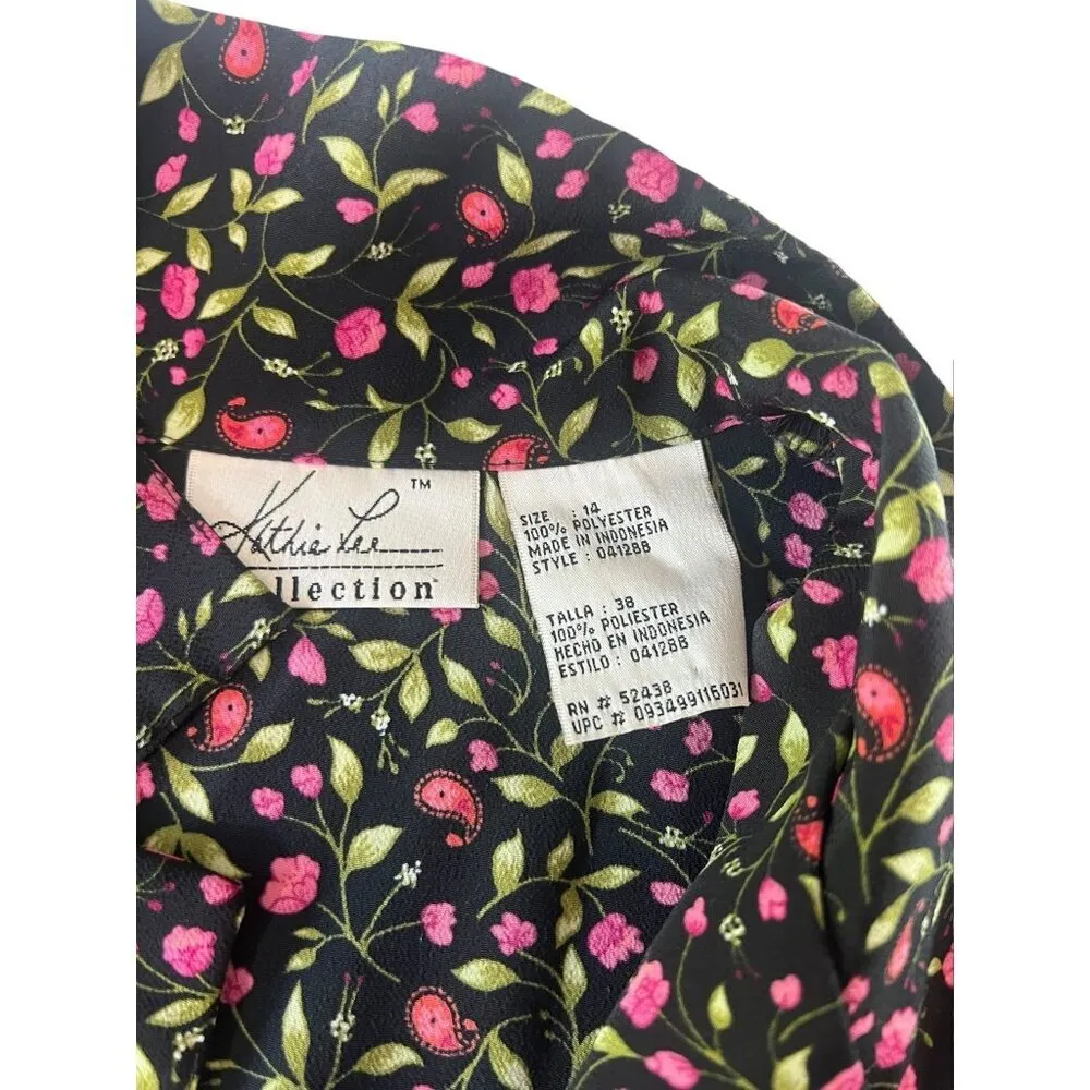 Kathie Lee Women's Long Floral Black Dress - Image 4