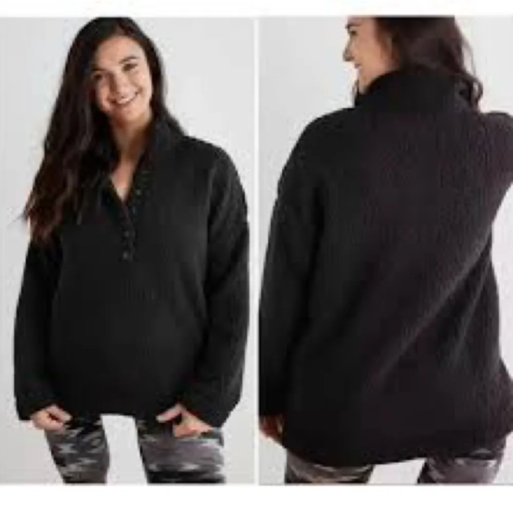Aerie Cloud Sherpa Oversized Teddy Jacket Black Size Medium - Image 11