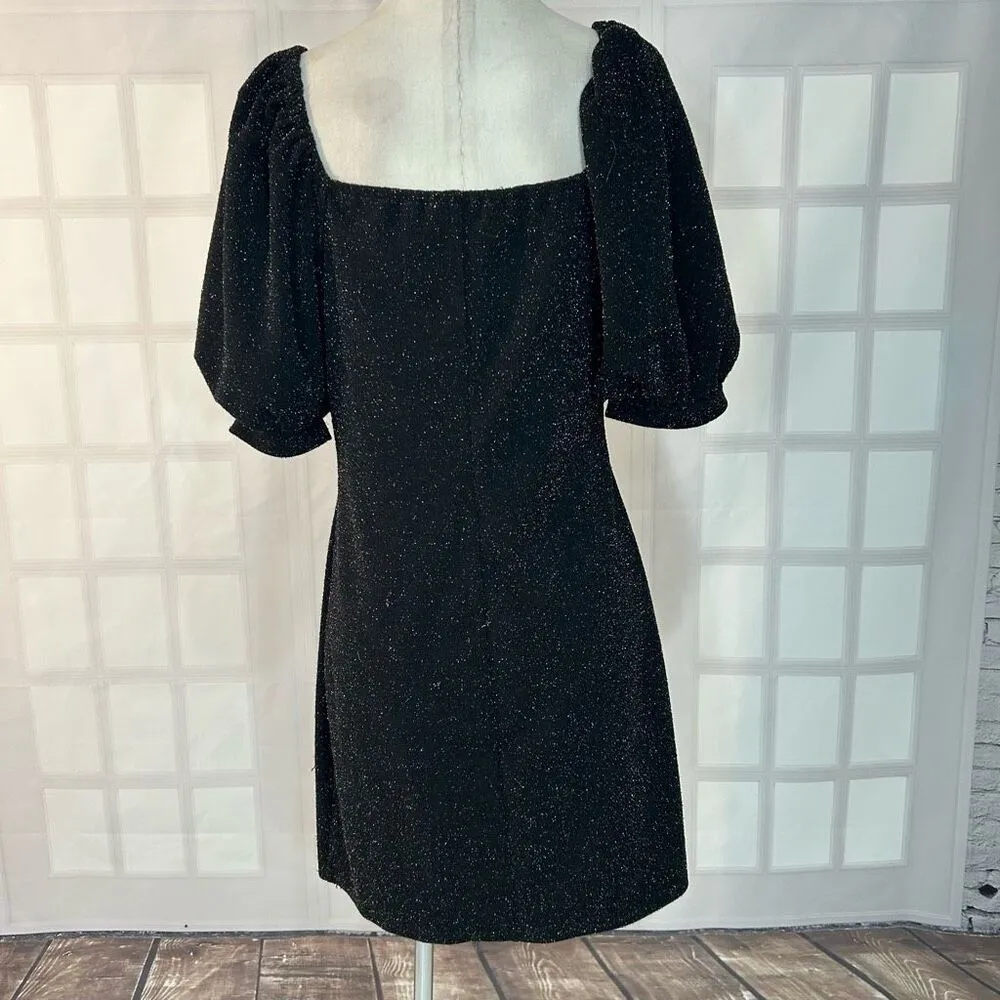 Ophelia Rae black sparkle Puff Sleeve Dress Size Large - Image 6
