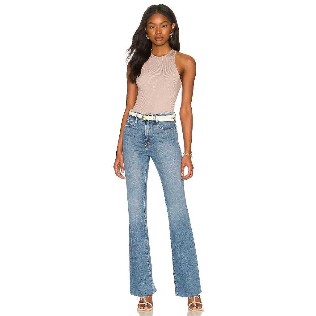 Good American Angled Rib High Neck Bodysuit in Mink001 2 Medium New Womens Tank - Image 6