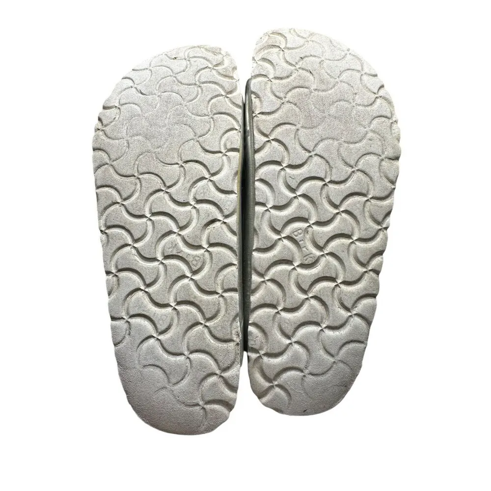 Birkenstock Arizona Soft Footbed Women Sz 37 Leather Metallic Silver Sandals 125 - Image 9