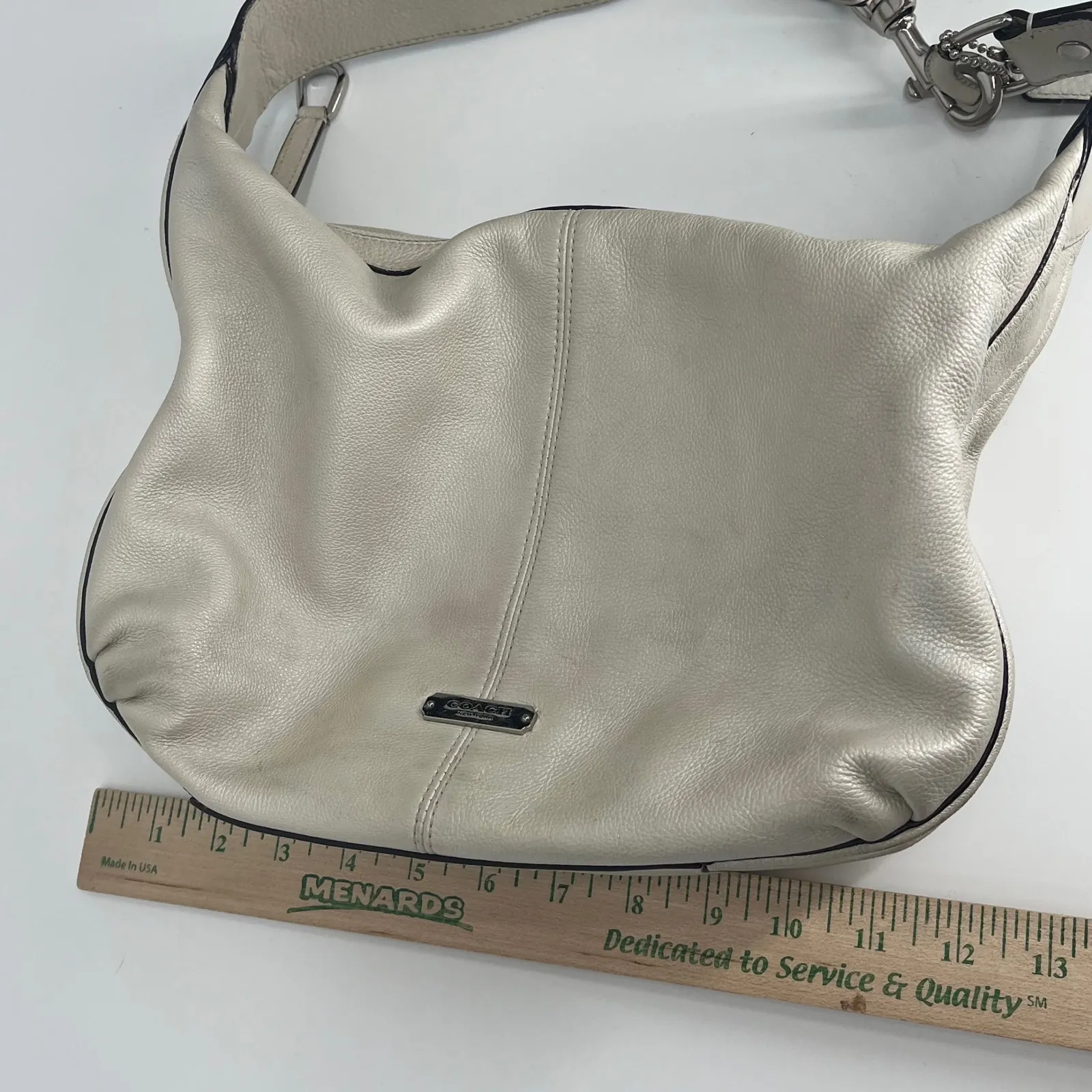 Coach Avery Pebble Leather Hobo Slouchy Shoulder Bag Beige Pearl #M1376-F23960 - Image 10