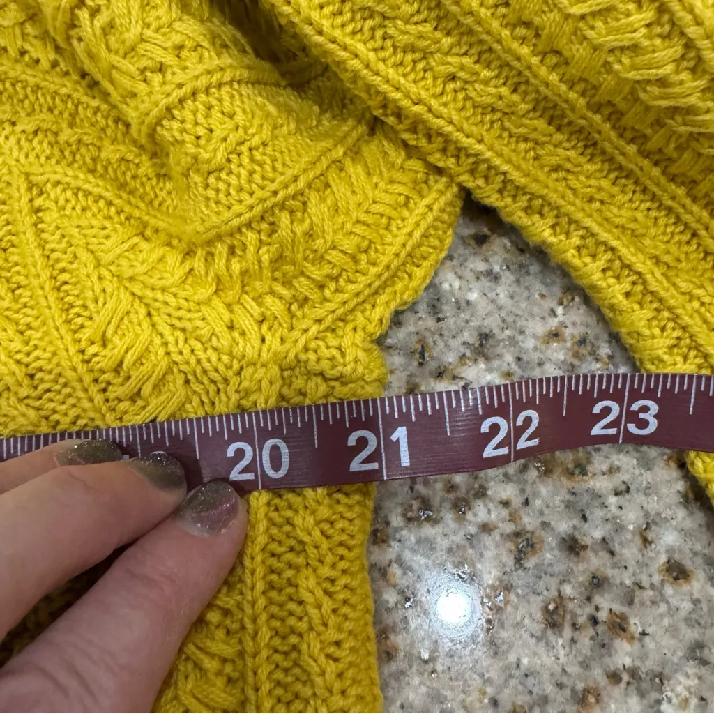 Studio Park Mustard Yellow Cable Knit Cowl Neck Cold Shoulder Sweater Small S - Image 8