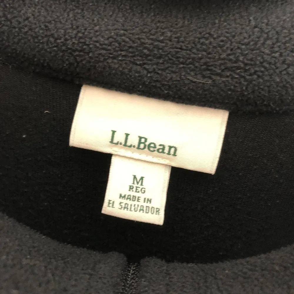 LL Bean Womens Pullover Sweater Half-Zip Fleece Long Sleeve Mock Neck Black M - Image 3