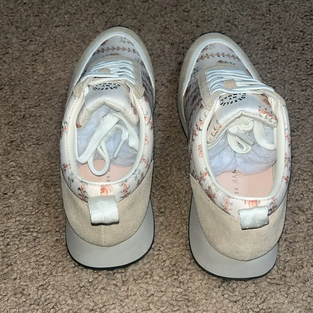 Loeffler Randall Remi Lace Up Sneakers Beige Floral 5.5 - Image 6