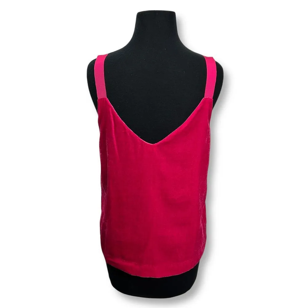 NWT J Crew Velvet Pink V-Neck Camisole‎ Tank Top with Wide Straps - Image 2