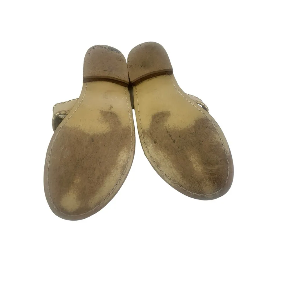 Jack Rogers Womens 7 Westport Navajo Glazed Biscuit Gold Flats Whipstitch sandal - Image 4