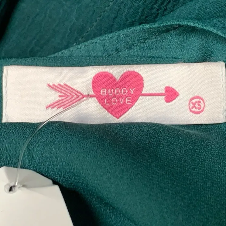 Buddy Love Deep Hunter Green Bell Sleeve Babydoll Dress NWT Size XS - Image 4